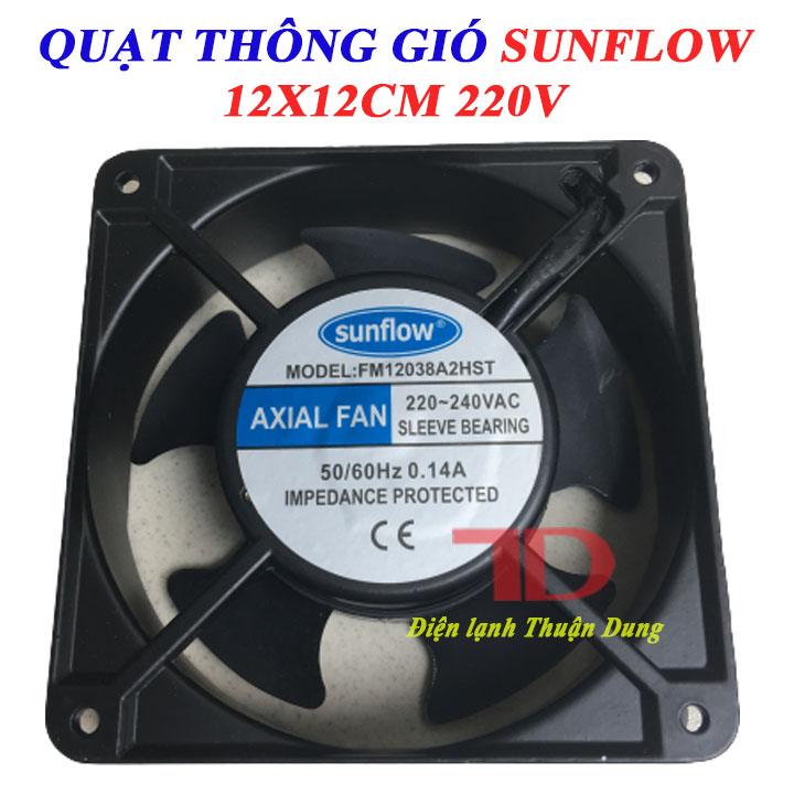 Quạt thông gió sunflow bằng sắt loại jack cắm 12x12 cm dày 3.8 cm 220v - điện lạnh thuận dung