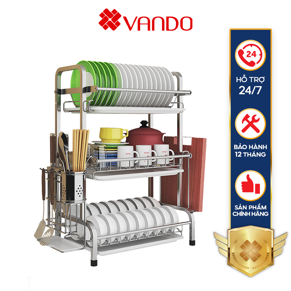 Kệ bát nhỏ inox 304 chống ha gỉ, kèm khay đựng nước
