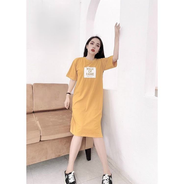 Đầm suông váy suông form rộng in hình dáng dài tay ngắn tà xẻ tinh tế ttds0350
