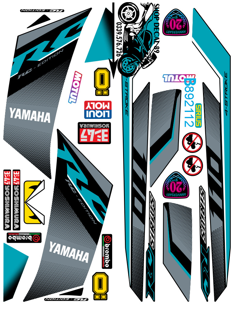 Tem rời Sirius MS B892112 CHỈ XANH LỤC - Tem chế 3 lớp cao cấp - Dán xe sirius xăng cơ