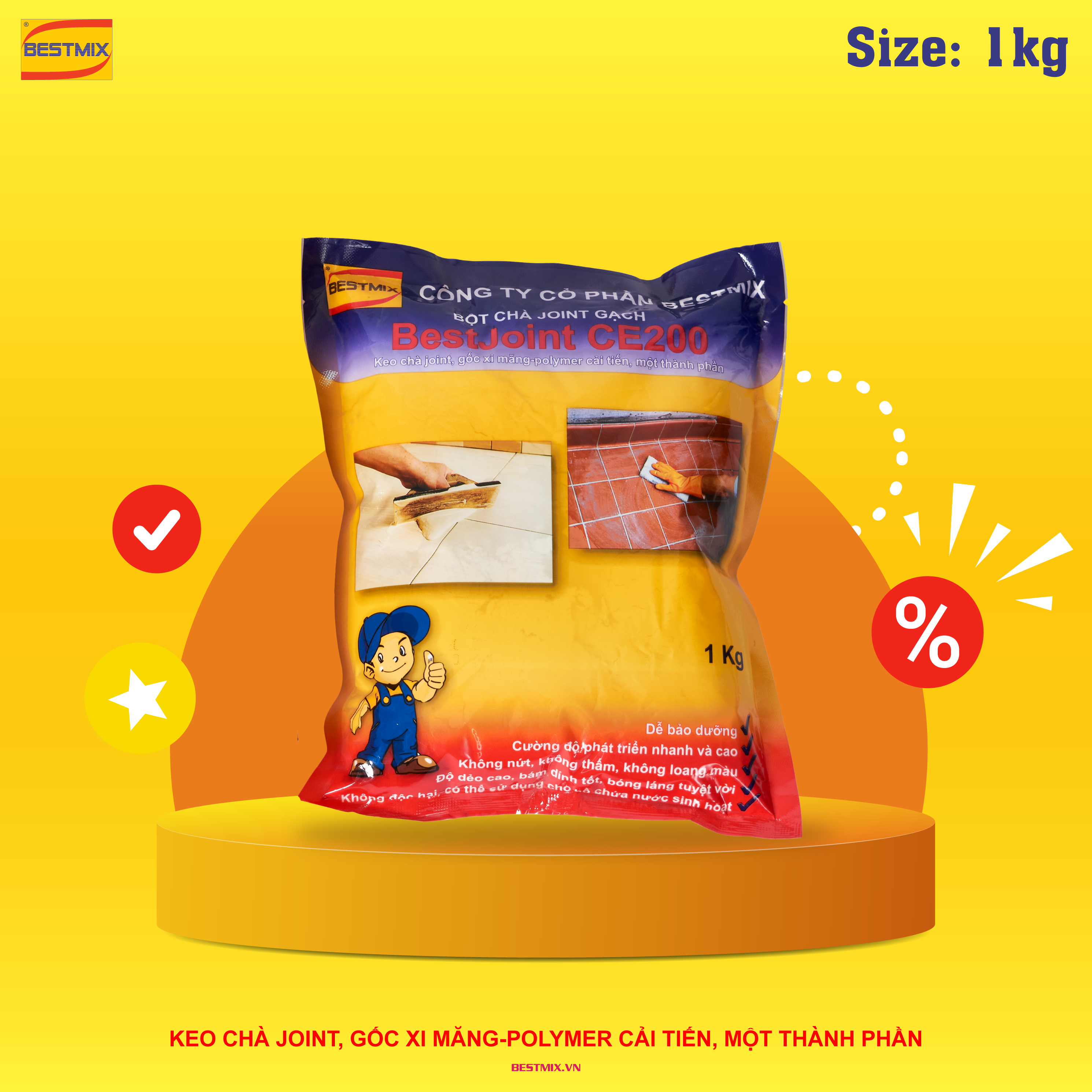 BestJoint CE200 - Keo chà ron gạch - Gói 1Kg