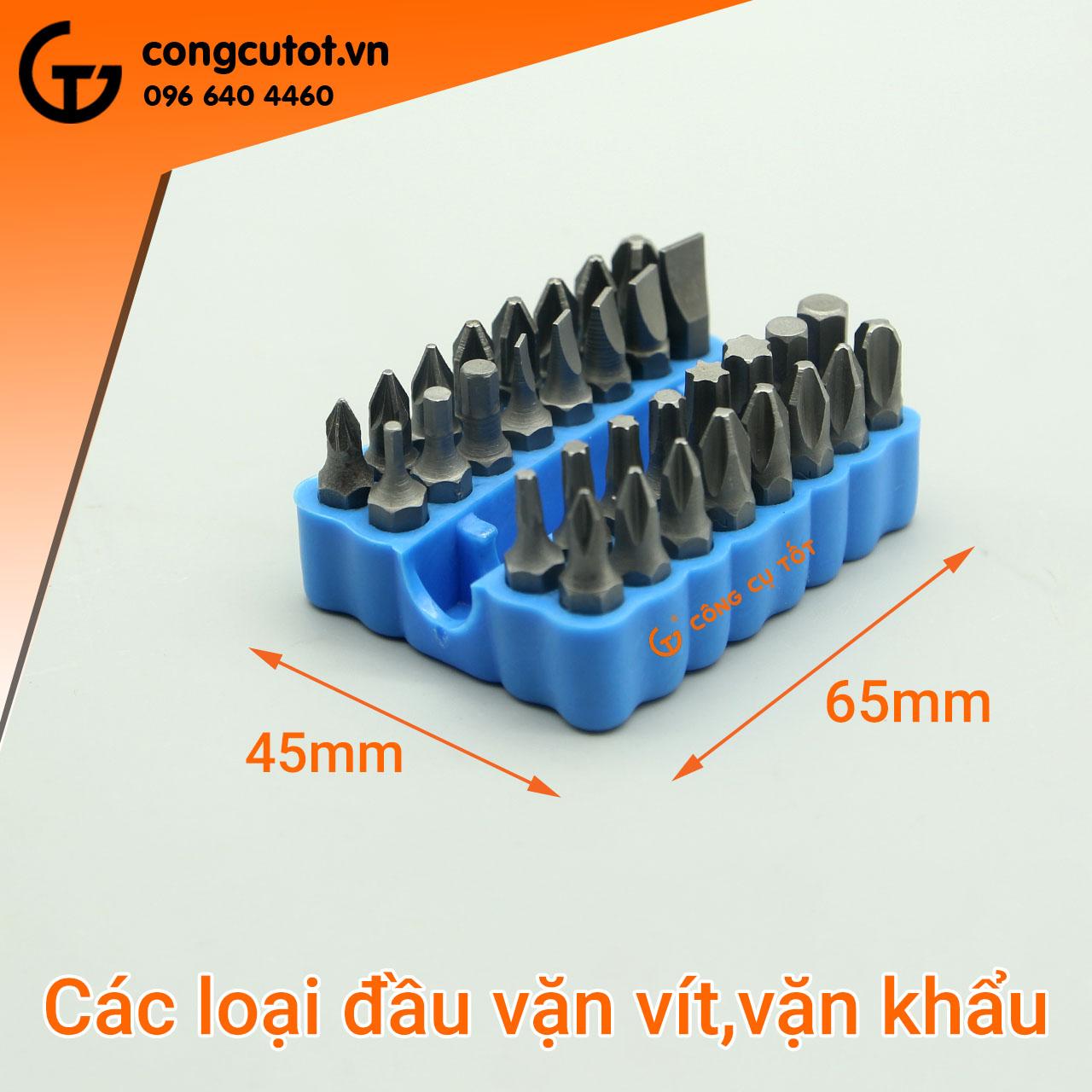 Bộ 33 đầu vặn vít, vặn khẩu