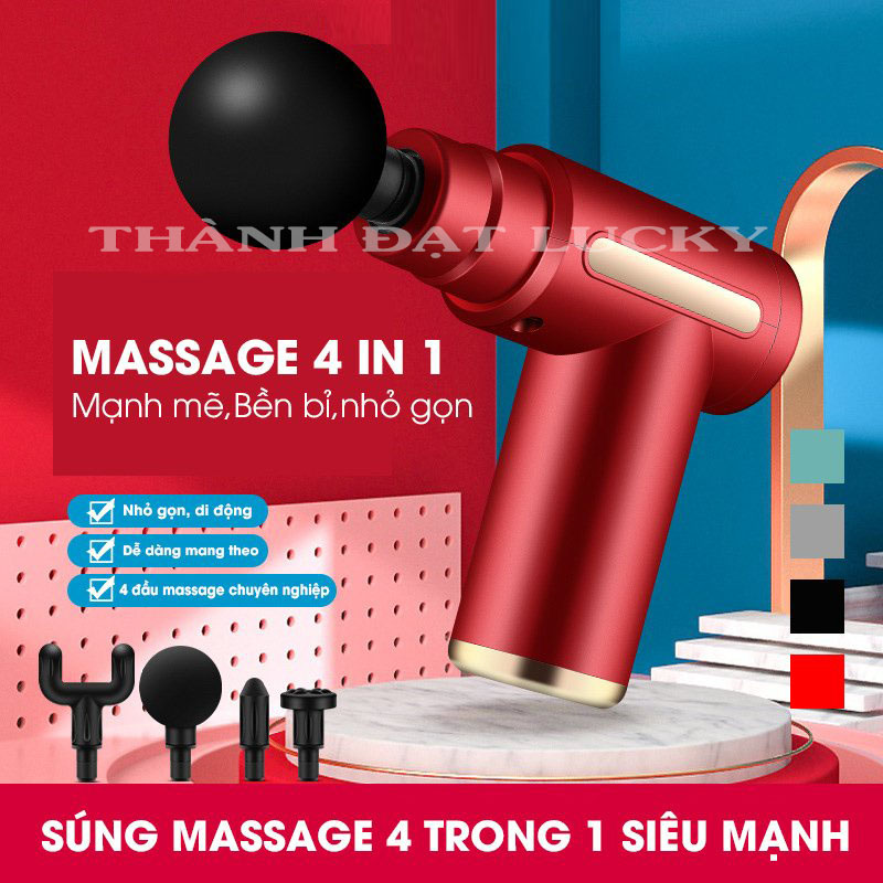 [TẶNG KÈM 4 ĐẦU]Súng Massage Fascial Gun OSK-802-Máy Massage Cầm Tay Mini Đấm Lưng Máy Mát Xa Cổ Vai Gay Tiện Lợi Gọn Nhẹ- Máy massage cầm tay, máy mát xa toàn thân cao cấp 4 đầu và 6 chế độ rung, giảm đau nhức mỏi cơ thể, động cơ mạnh mẽ