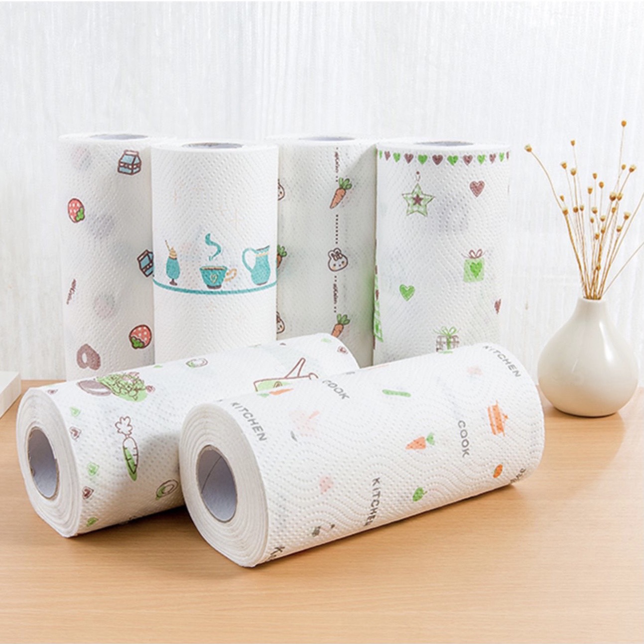 Giấy Lau Đa Năng, Khăn Lau Bếp, Lau Tay 220 Tờ 1 Cuộn Có Thể Giặt Được