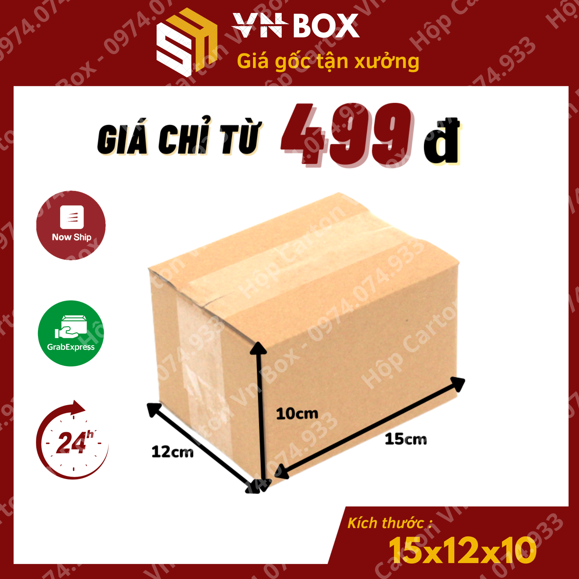 15x12x10 combo 100 hộp carton, hộp giấy đóng hàng - vn box