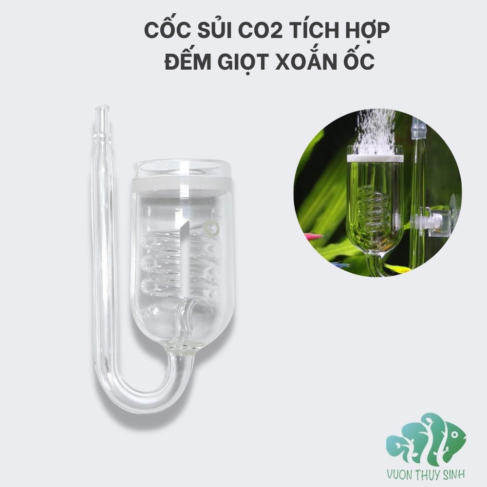 Cốc sủi CO2 thủy tinh tích hợp đếm giọt xoắn ốc cho hồ thủy sinh