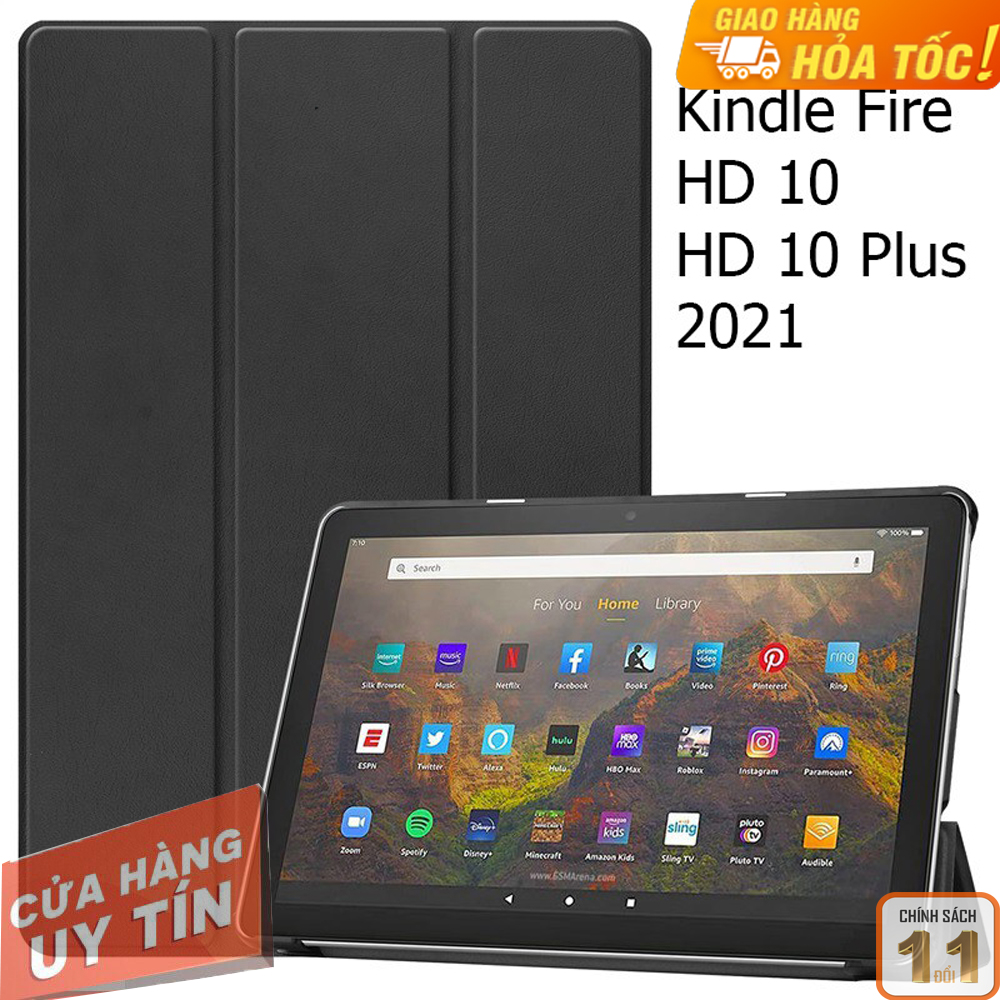Bao da amazon kindle fire hd 10 / hd 10 plus 2021 cover cho máy tính bảng hỗ trợ smart cover