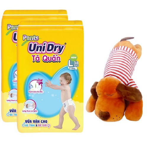 [Tặng 1 thú bông chó mặc áo] Combo 2 gói tã quần Unidry size M42-L38-XL34-XXL30