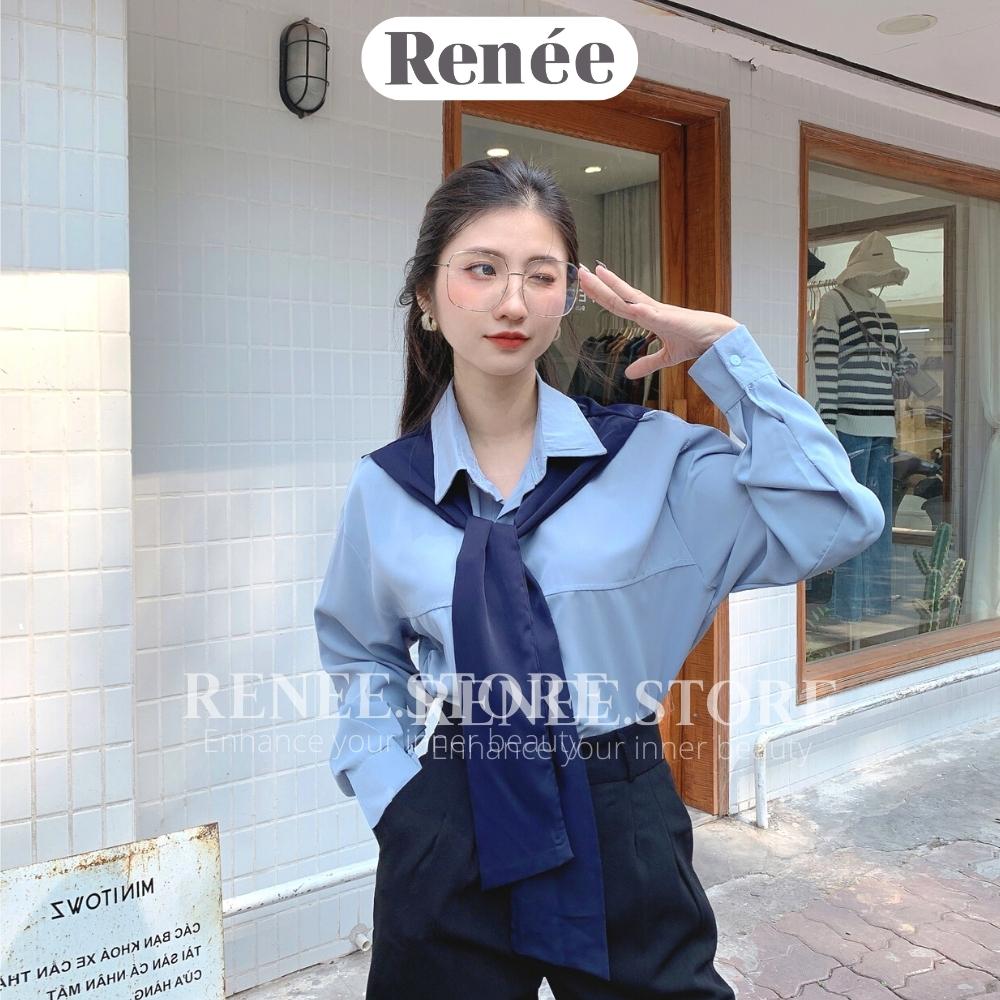 Áo sơ mi kèm khăn Renee sơ mi thuỷ thủ tay dài khăn liền 4 màu thời trang - AS96
