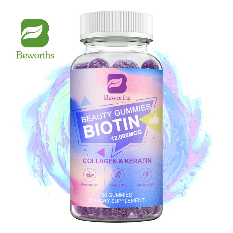 Biotin Gummies 12000mcg với Biotin, Collagen, Keratin, Chất diệp lục