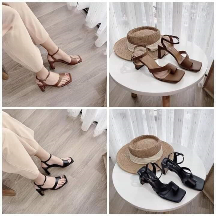 Giày cao gót 5 phân gót trụ quai da xỏ ngón chất liệu da cao cấp GTD