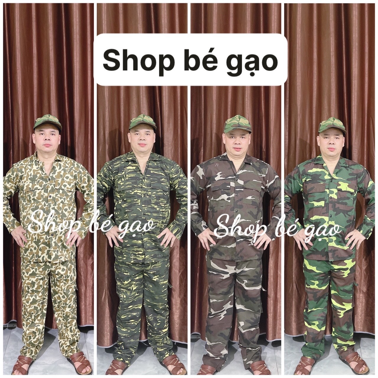 Bộ Lao Động Túi Hộp Rằn Ri , Quần Áo Bảo Hộ Lao Động Nâu Xám Vải Kaki Dầy Dặn