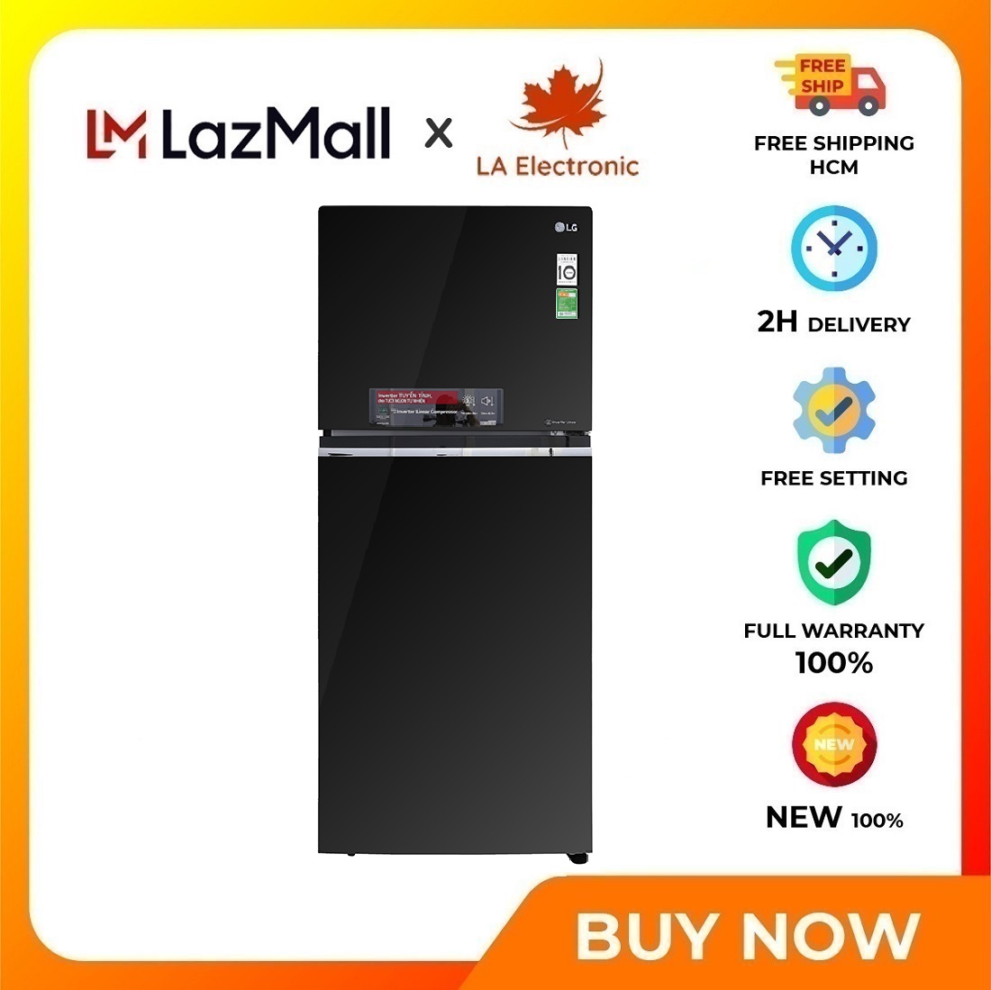 Tủ lạnh lg inverter 393 lít gn-l422gb - miễn phí vận chuyển hcm - khay đá di động mặt gương sang trọng, dễ vệ sinh khử mùi nano carbon