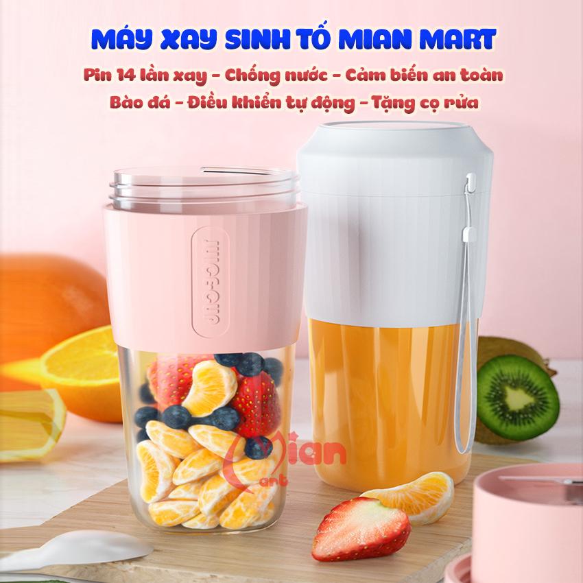 MÁY XAY SINH TỐ -MÁY XAY MINI CẦM TAY 2 LƯỠI 350ML XAY ĐÁ - MIAN MART