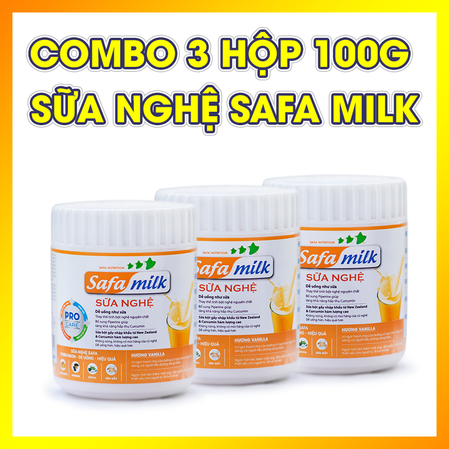[HCM][MPVC] Sữa Nghệ Safa Milk - Combo 3 Hộp 100G - Trợ Giá Dùng Thử