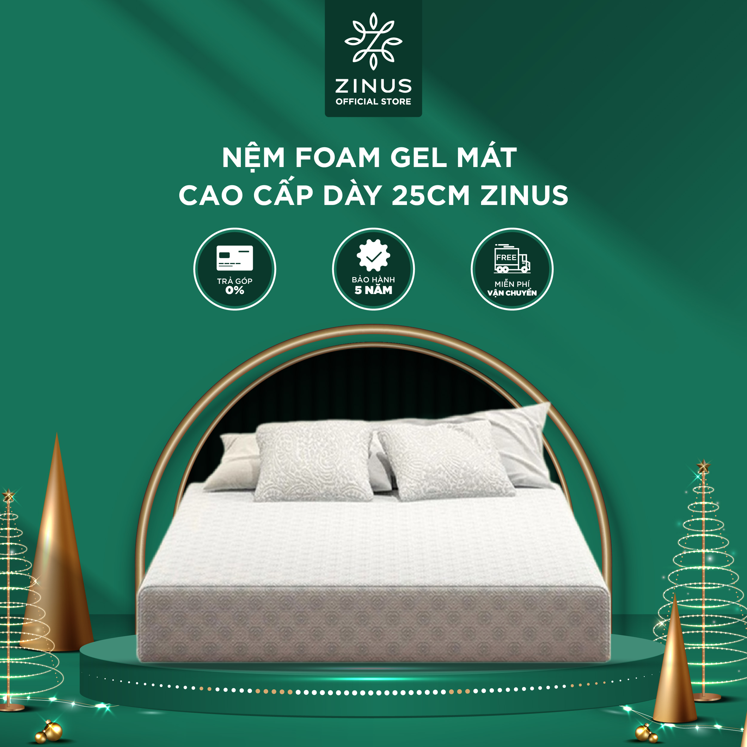 Nệm Foam Gel Mát Dày 25cm Zinus 10in GelInfused Foam Mattress