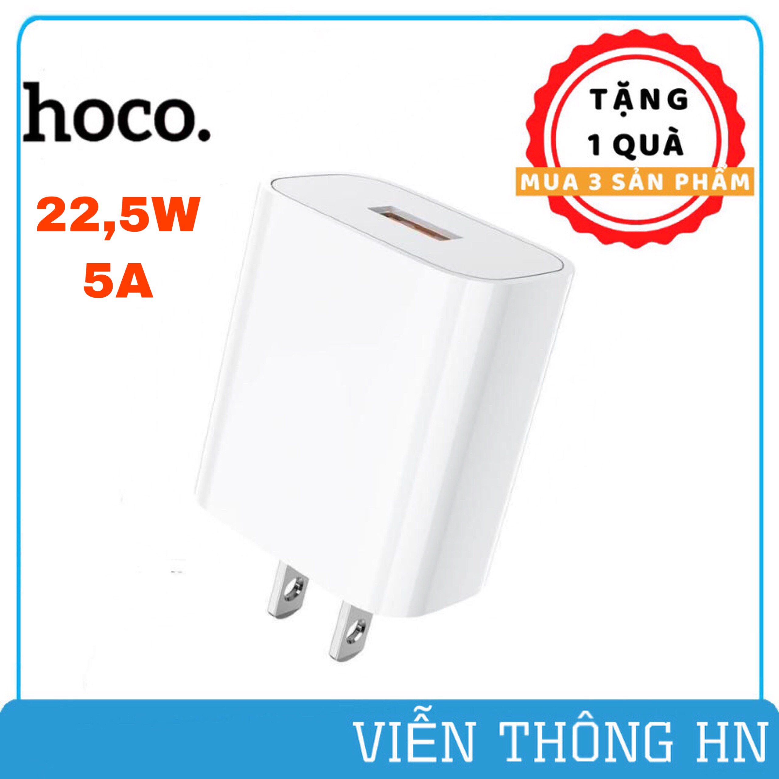 Củ sạc nhanh Hoco nx19 qc 3.0 hỗ trợ sạc nhanh 22,5w 5A - cốc sạc cao cấp cho ip huawei samsung realme ...