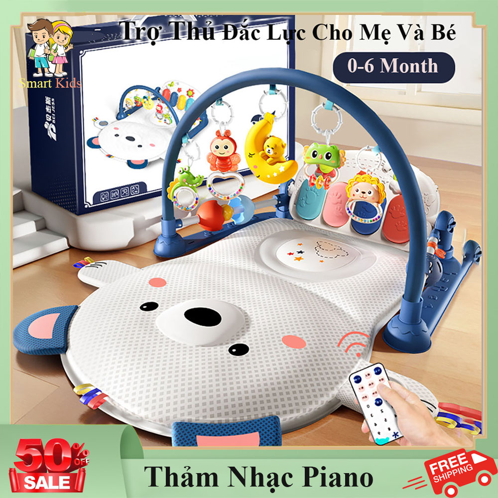 Đồ chơi trẻ em thảm nhạc cho bé sơ sinh cao cấp, kết hợp đạp chân piano đèn nhạc có điều khiển. Đệm thoáng khí không toát mồ hôi lưng.