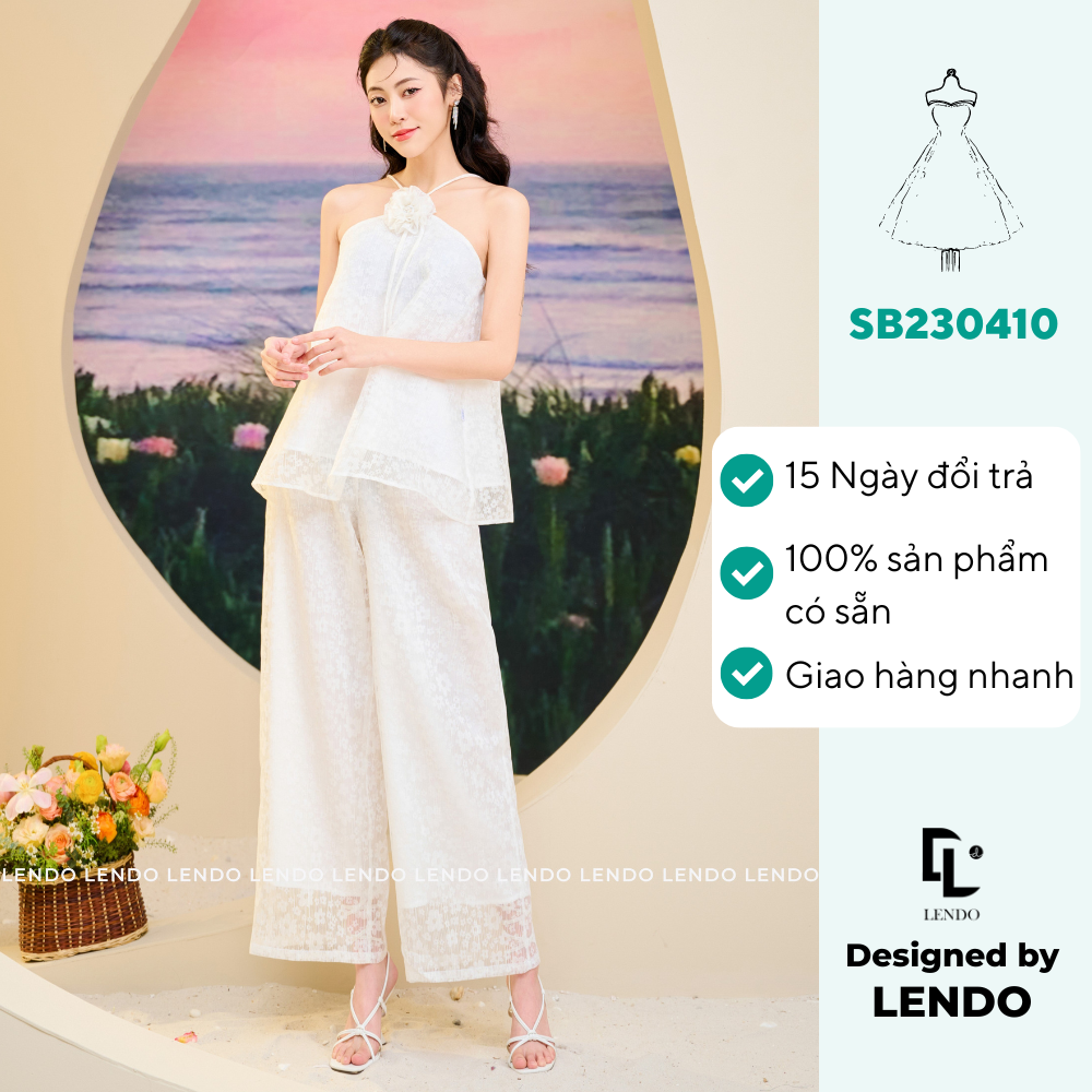 Sét bộ yếm ren đính hoa lendo sb230410