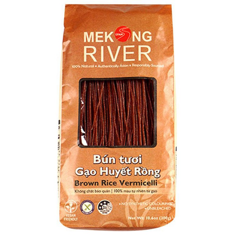 Bún tươi gạo huyết rồng mekong river gói 300g .