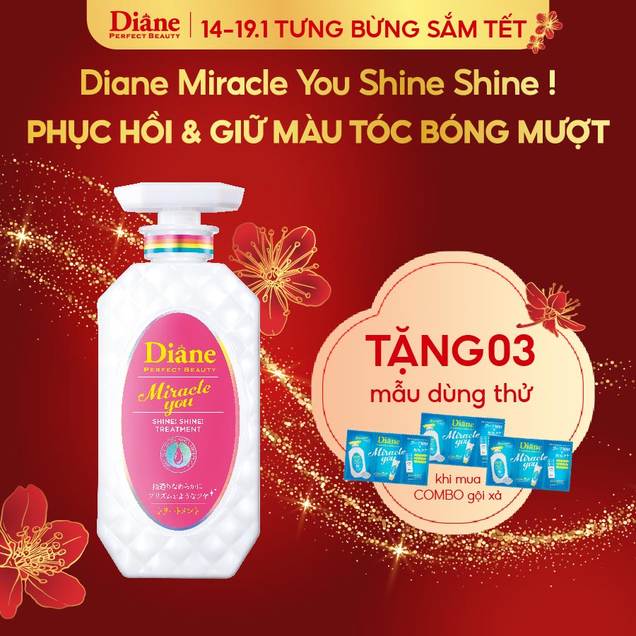 Dầu xả Giữ Màu Tóc, Phục Hồi Sáng Bóng Cho Tóc Nhuộm Tóc Tẩy Diane Perfect Beauty Miracle you Shine Shine 450ml