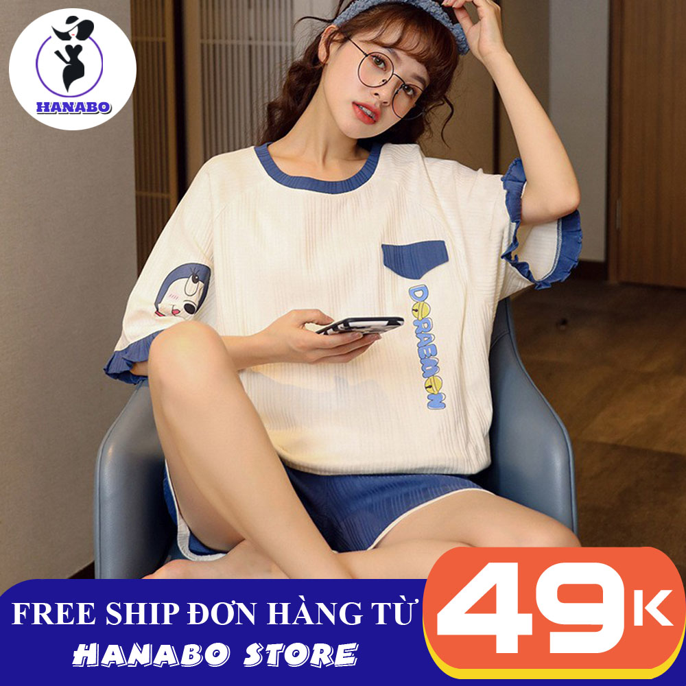 Bộ quần áo ngủ, bộ mặc nhà thun cotton chất mềm mát ngắn tay Lovely DN02 cao cấp cộc tay phong cách Korea chất mát siêu đẹp, thời trang, họa tiết cute