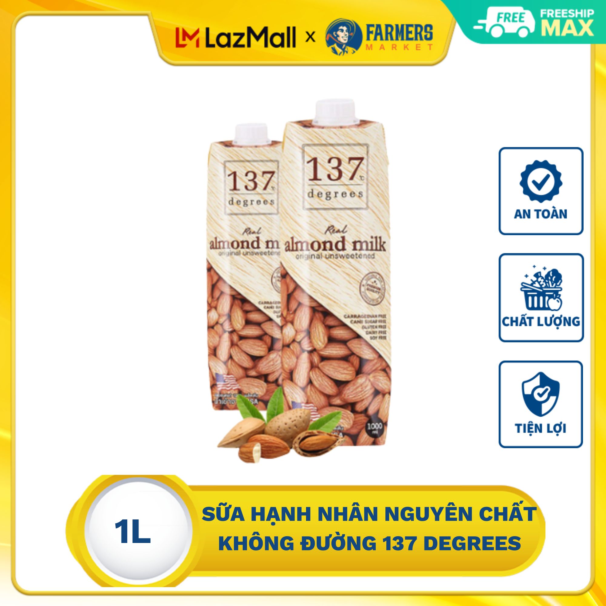 Sữa hạt hạnh nhân nguyên chất không đường 137 Degrees