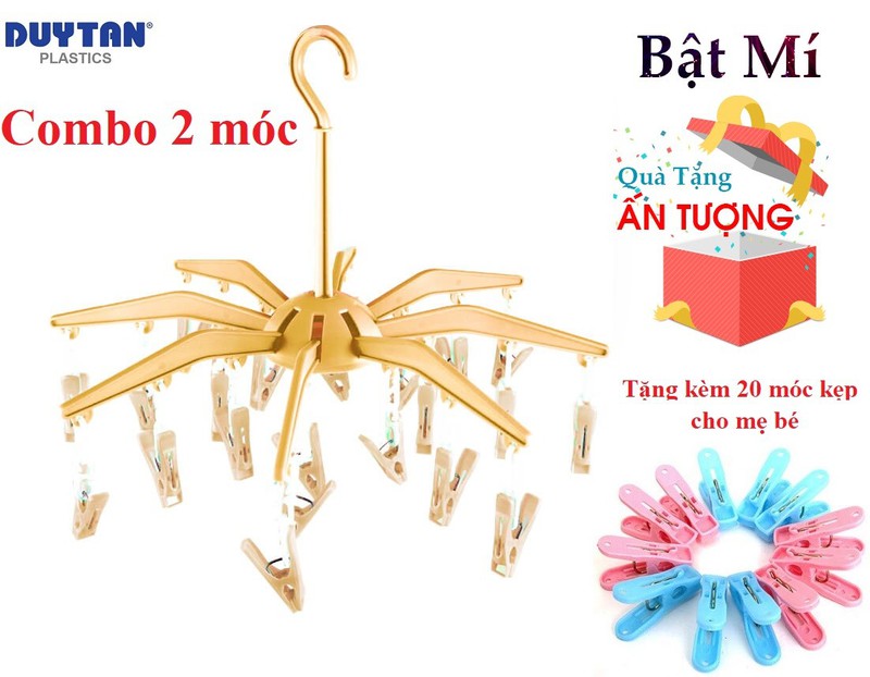Combo 2 móc dù xếp nhựa tiện lợi duy tân no.996-tặng kèm 10 móc kẹp