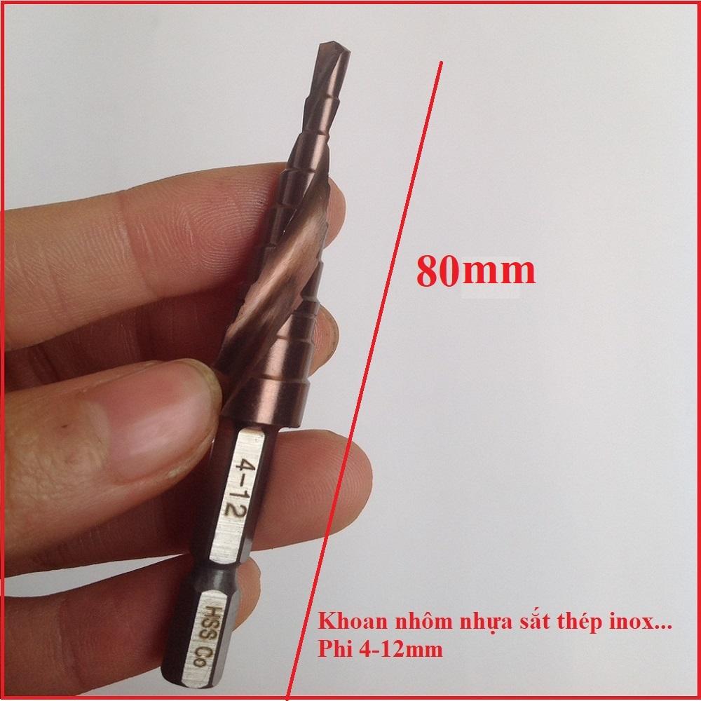 Mũi Khoan Tháp Thép Gió HSS Phủ CoBan M35 Khoan Inox 4-12mm Chuyên Khoan Inox Bền Khoan Sắc Ngọt, Mũi Khoan Inox, Mũi Khoan Bước Xoắn, Mũi Khoan Nón, Mũi Khoan Tầng, Mũi Khoan Bậc, Mũi Khoan Sắt Thép