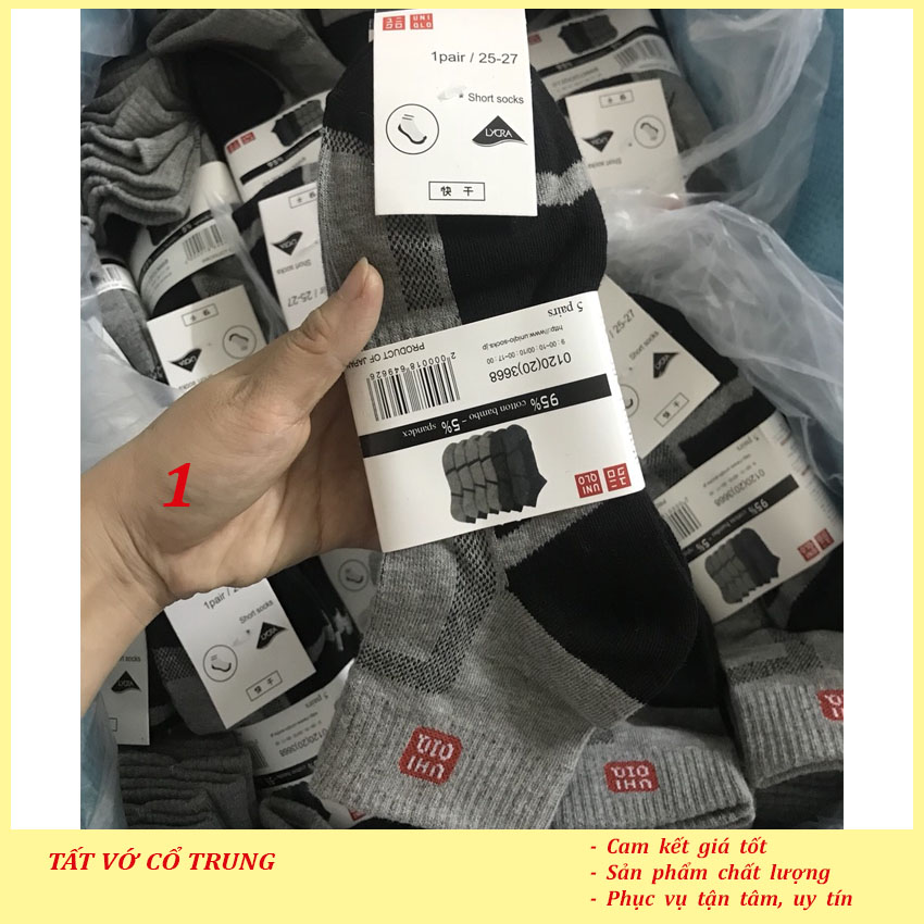 [COMBO 1 MÀU] Combo 5 Đôi Tất Vớ Nam cổ trung khử mùi kháng khuẩn [GACO SHOP]