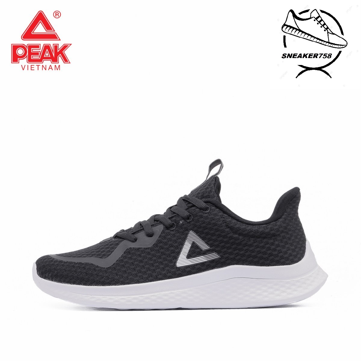 Giày chạy bộ peak running e11427h – đen trắng