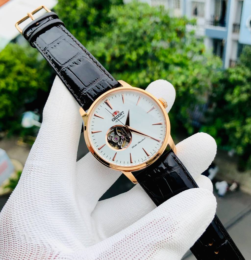 Đồng hồ nam tự động orient esteem gen 2 rose gold - fag02002w0 dây da nâu máy lộ đáy hở tim