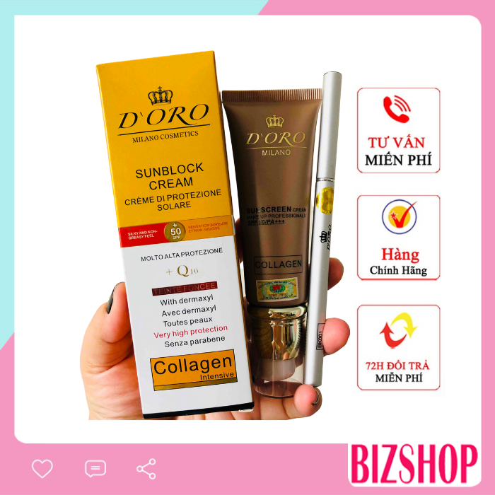 Kem chống nắng Collagen Q10 D'oro nhập khẩu chính hãng Italia SPF 50/PA+++ 50ml