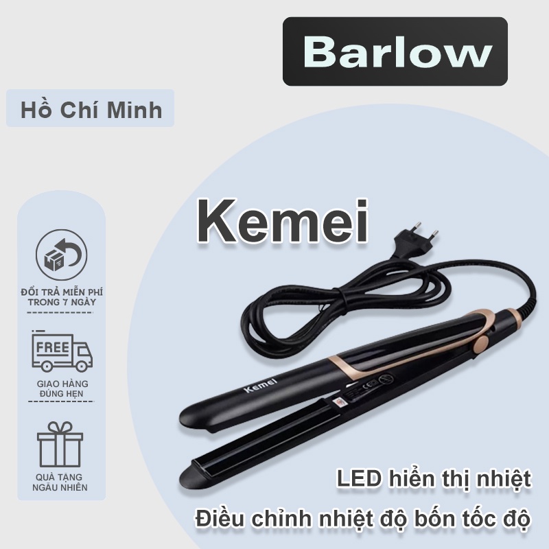Máy duỗi/uốn tóc 2 trong 1 Kemei-2219 giúp tạo kiểu tóc đẹp không làm hại cho tóc có màn hình đèn LED hiển thị số nhiệt độ tặng kèm 2 cái kẹp tóc miễn phí HS262H