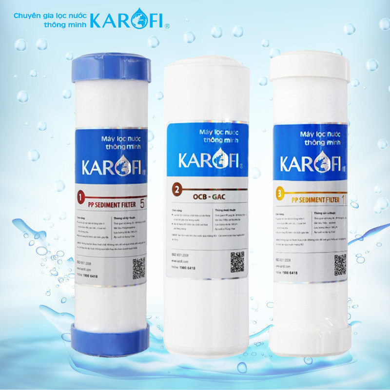 Bộ 3 lõi lọc ro karofi số 1,2,3 - 3 lõi karofi - karofi