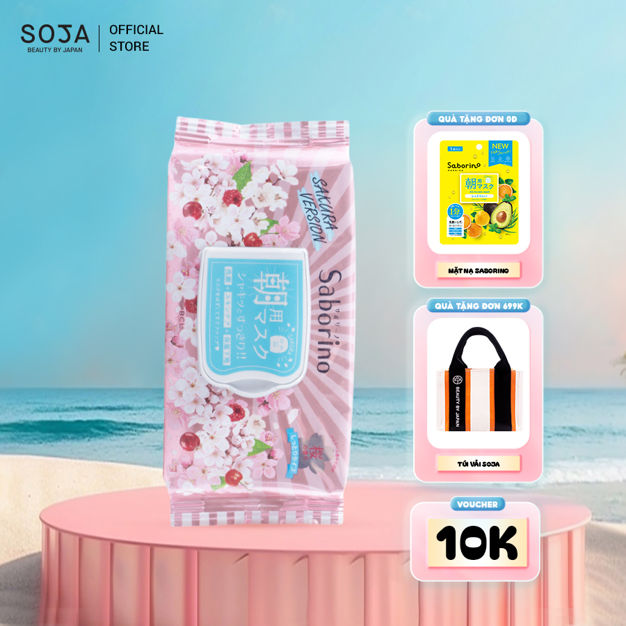 Mặt nạ dưỡng ẩm buổi sáng hương hoa anh đào 28 miếng saborino morning facial sheet mask sa 20