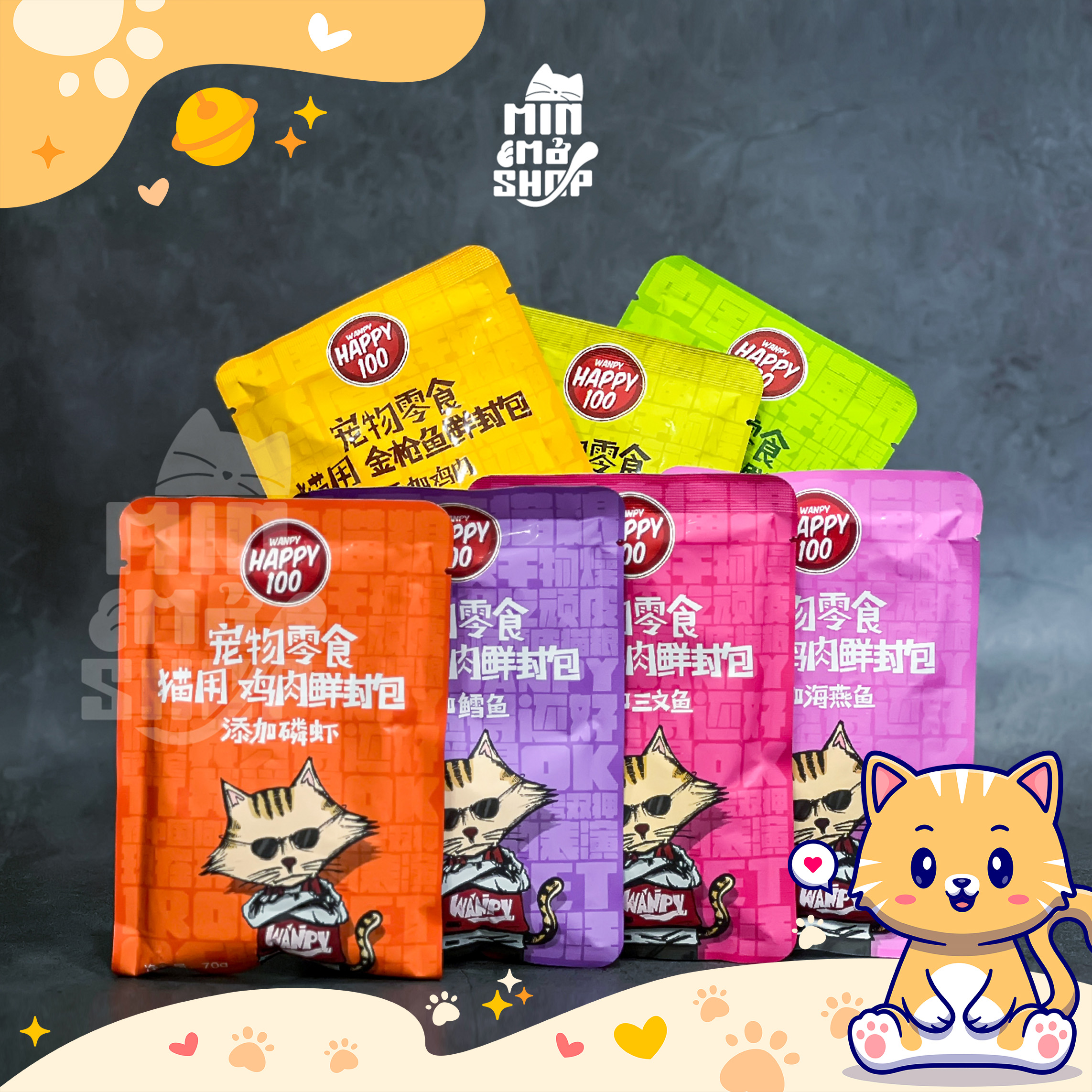 Pate wanpy happy 100 cho mèo gói 70g