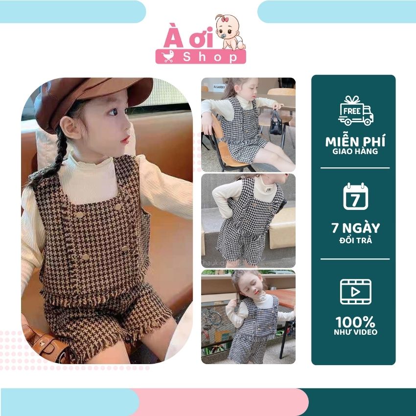 [TẶNG KÈM ÁO] Set Quần Áo bé gái Hàn Quốc Gile Dạ Cao Cấp Dày Dặn Cực Xinh Đẹp À Ơi Shop, có đủ size cho bé lựa chọn từ 4-22kg