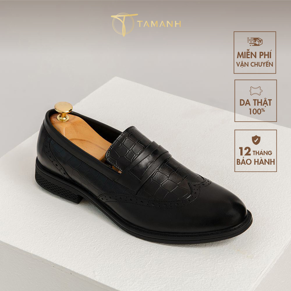 Giày lười nam Loafer TÂM ANH mũi tròn đục lỗ cá tính, nổi bật GNTA1105-D