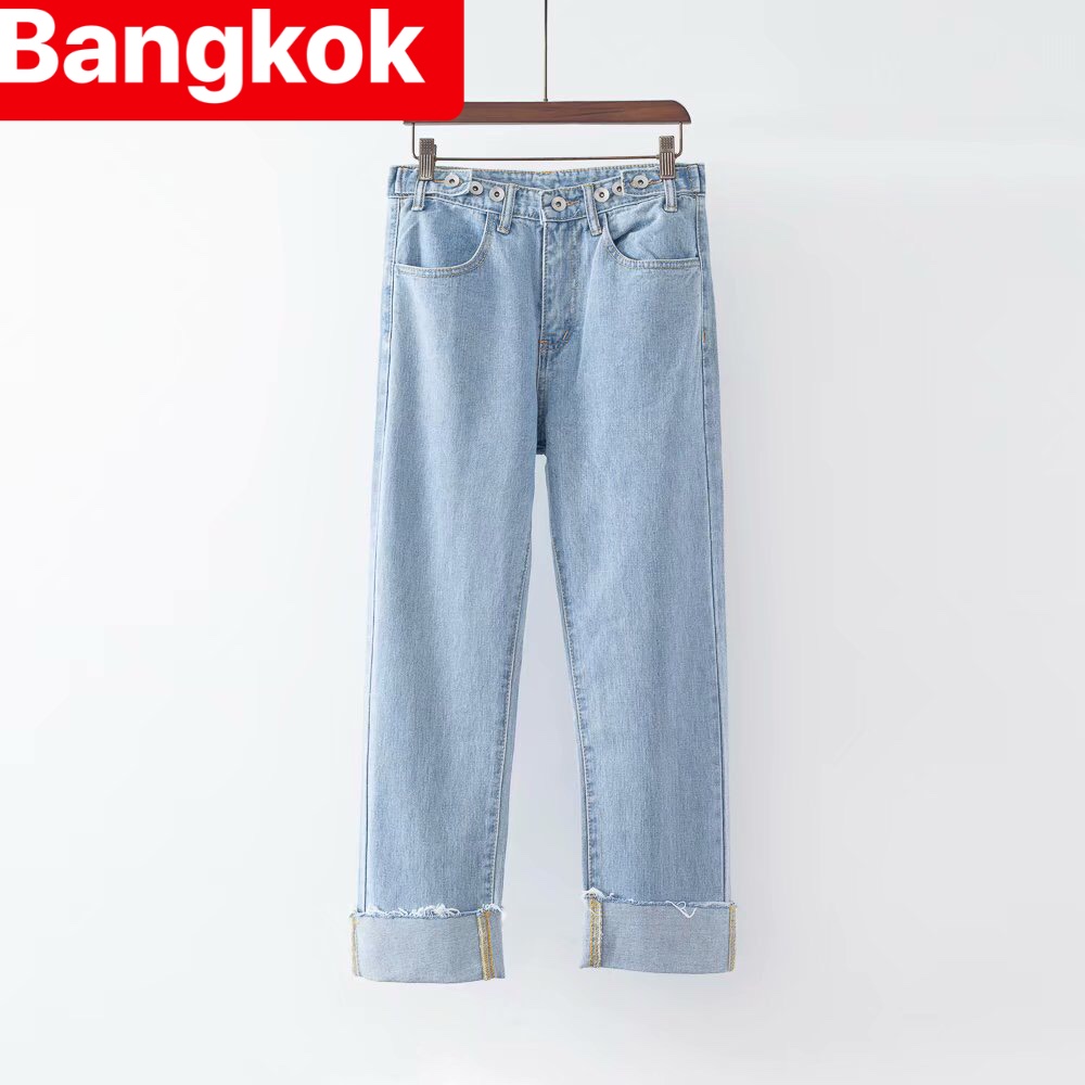 QUẦN JEAN BAGGY NỮ CHẤT BÒ XANH GẤP LAI RỘNG LƯNG CAO NÂNG MÔNG NHẬT BẢN BK-23 - TÝ GOLD 2020