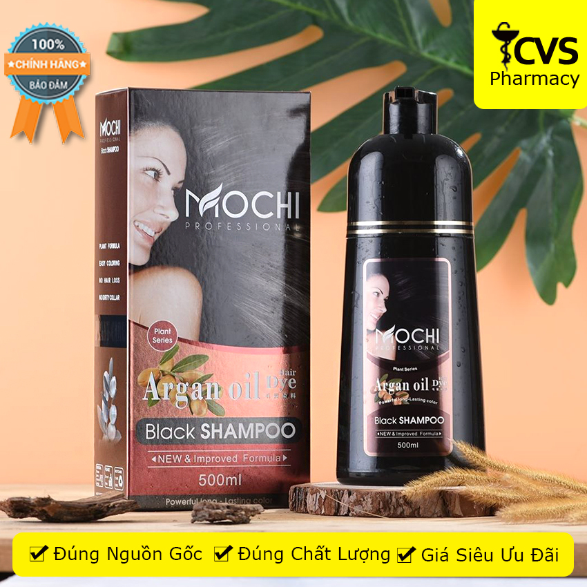 [HCM]Dầu Gội Phủ Bạc Mochi Màu Đen 500ml - Giúp Tóc Óng Mượt Bí Quyết Từ Nhật Bản - cvspharmacy