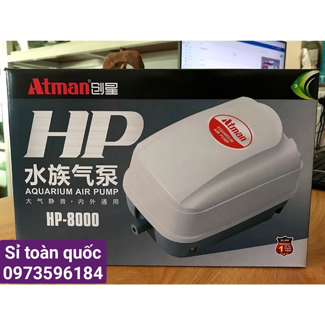 Máy sủi oxy Atman HP 4000,8000 nhiều vòi sục khí công suất lớn hồ cá koi bể cá tép thủy sản