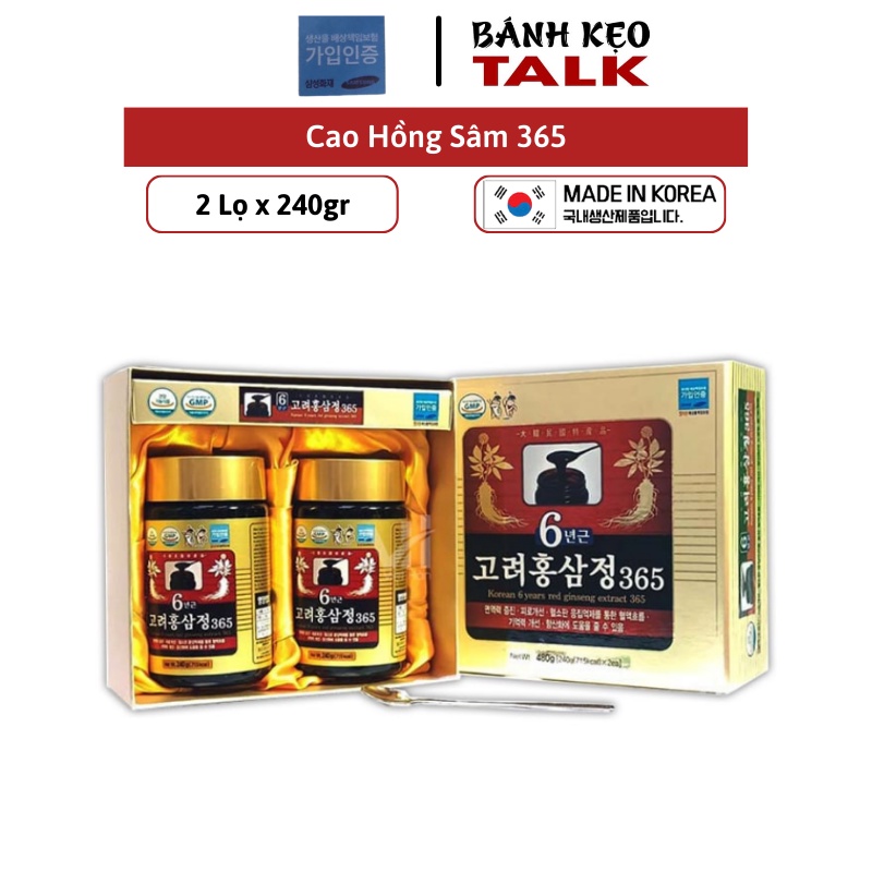 Cao hồng sâm cô đặc 365 hàn quốc 6 năm tuổi, hộp 2 lọ x 240gr