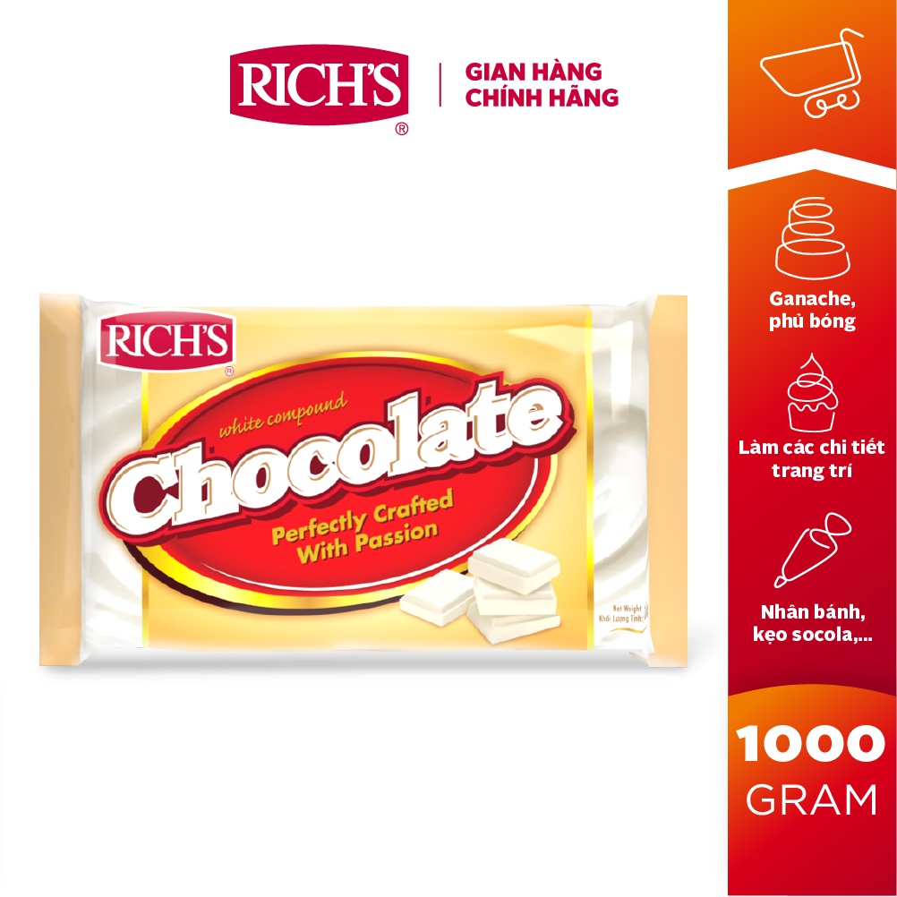 Sô-cô-la compound trắng rich's thỏi 1kg