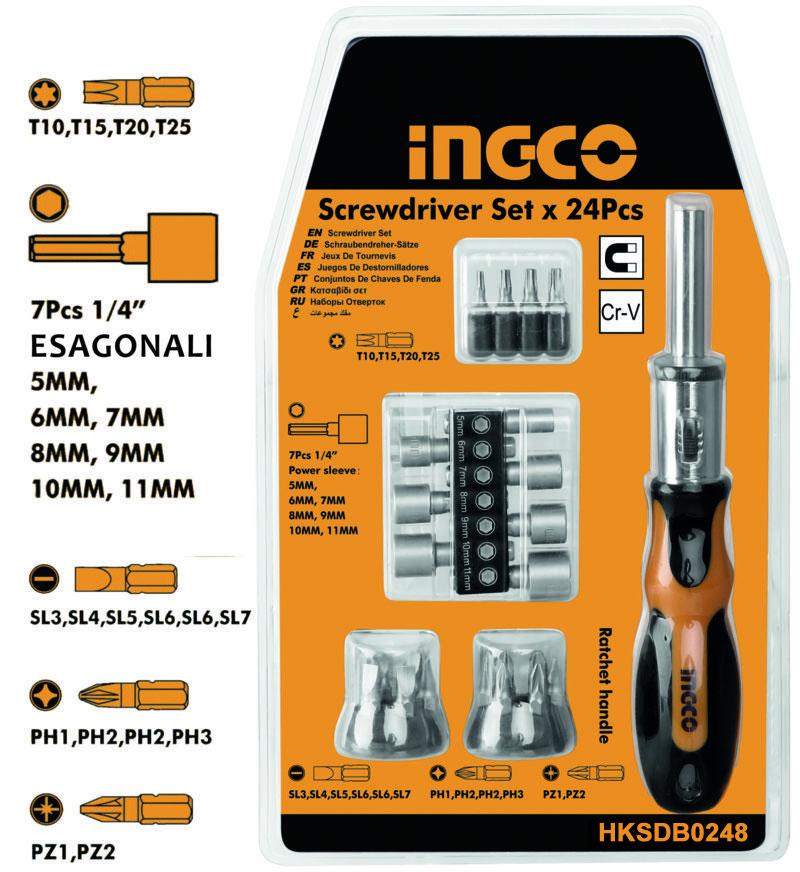 Bộ tuốc nơ vít đa năng 24 chi tiết ingco hksdb0248