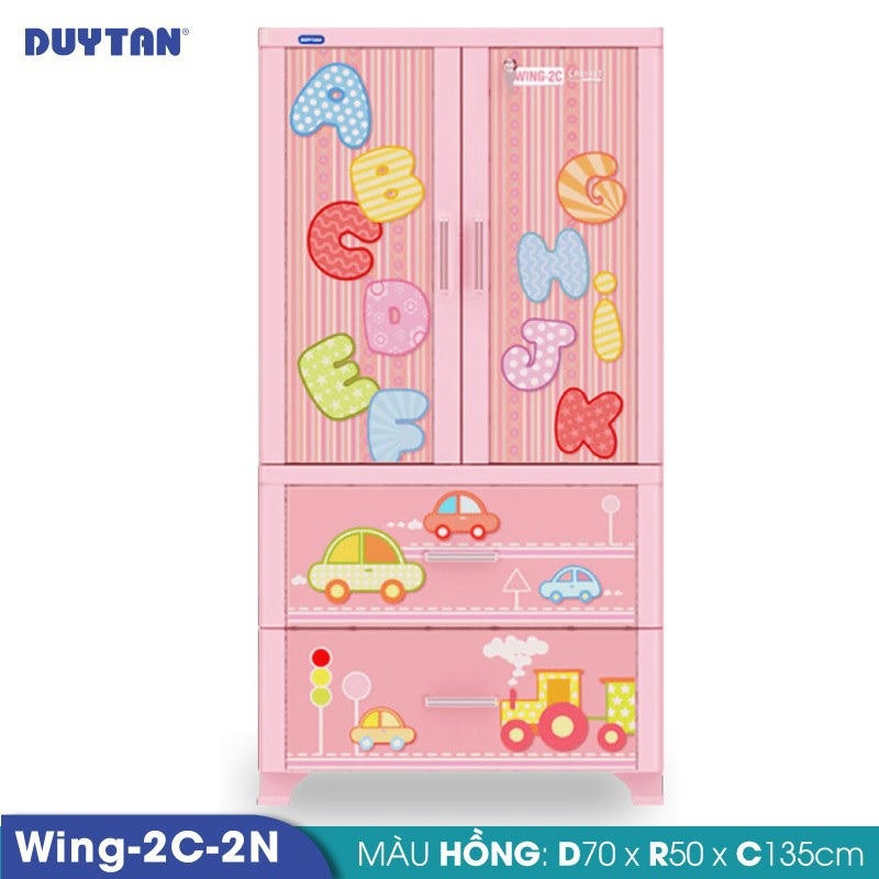 Tủ nhựa DUY TÂN Wing 2C-2N 2 cửa 2 ngăn (70 x 50 x 135 cm) - 02461 - Giao màu ngẫu nhiên