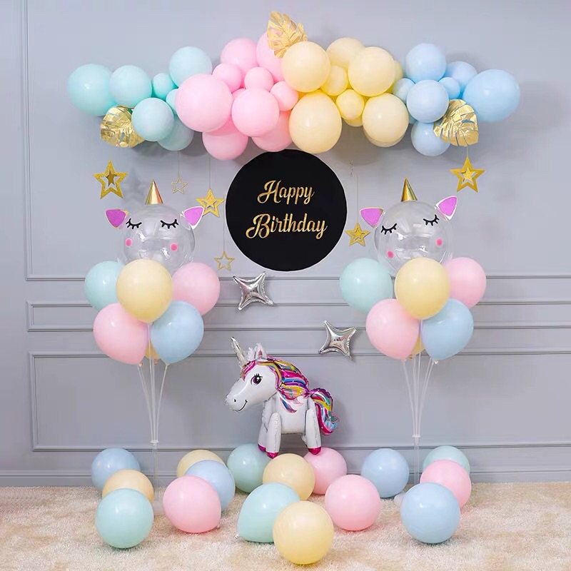 (Kèm 2 trụ bóng) set trang trí sinh nhật kèm backdrop đẹp
