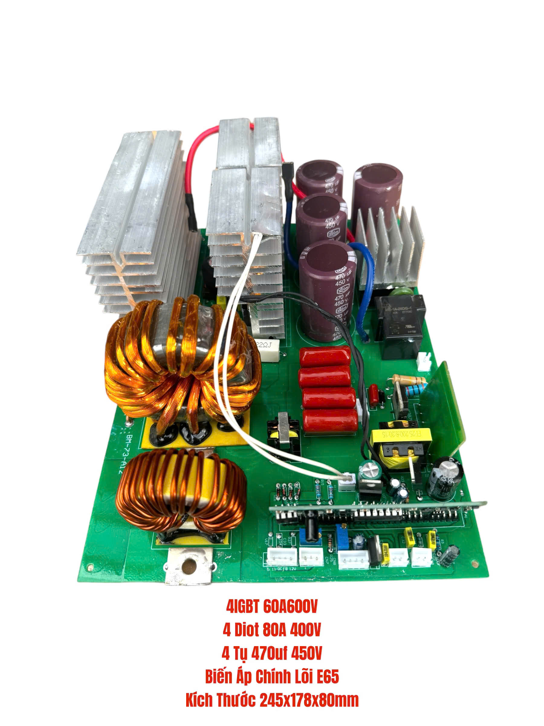 Bo mạch máy hàn 200a kiểu 4 tụ có cuộn kháng đầu ra chạy 4 igbt bo mạch máy hàn kiểu 4 tụ 4 igbt dòng 200a