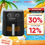 [Bản mới] Nồi chiên không dầu 6.5L SUNHOUSE SHD4030 - Công nghệ Rapid Air giảm tới 80% dầu mỡ - Khoang chiên trong suốt