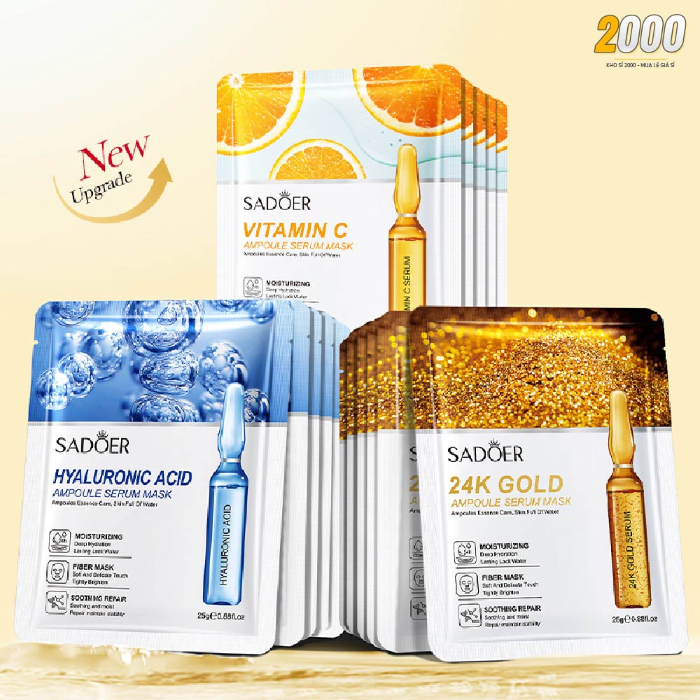 Combo 10 mặt nạ giấy dưỡng da serum trắng da ngừa mụn cấp ẩm phục hồi da căng bóng mask đắp mặt sadoer vitamin c